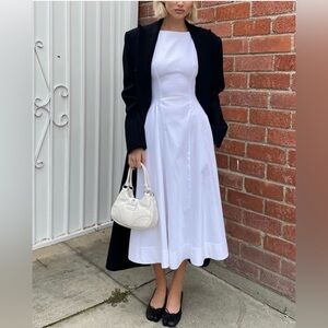 Helsa NWOT Stretch Cotton Sateen Midi Dress in White